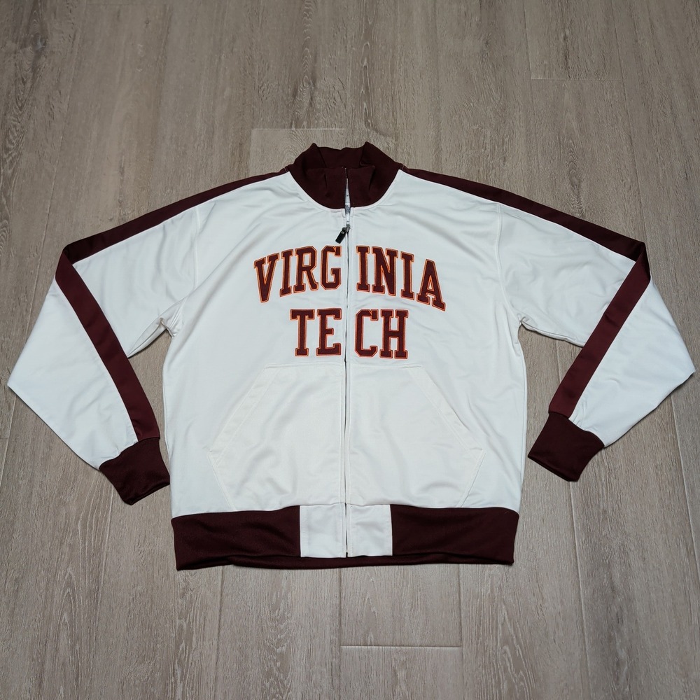 Sports in Motion Virginia Tech Hokies Track Jacket Mens XL White Maroon Zip Up
